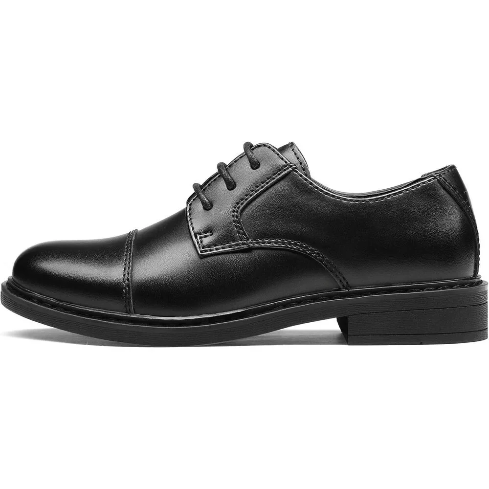 Bruno Marc Boys Size 11 Black Faux Leather Laced Dress Oxford Formal Shoes